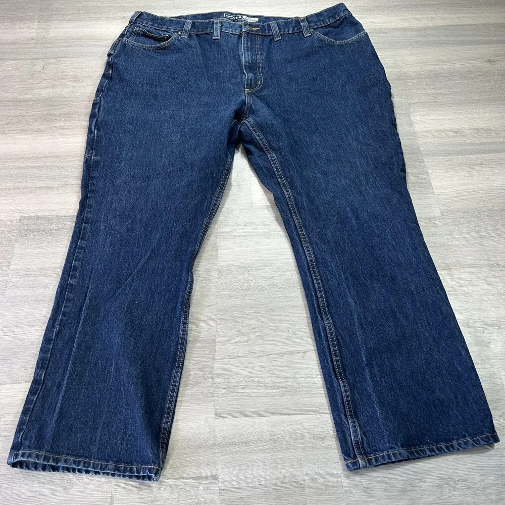 Carhartt Jeans Mens 44x30 Blue Relaxed Straight Carpenter‎ Denim Dark Wash